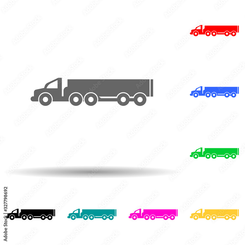 Poster lorry with a trailer multi color style icon. simple glyph, flat vector of transport icons for ui and