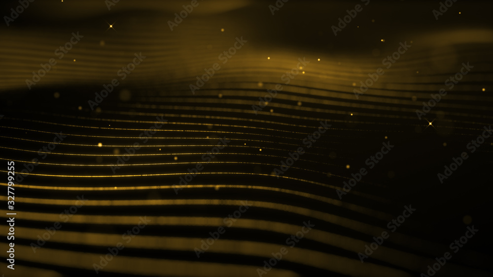 Poster light gold wave beautiful particle background business corporate digital wave shiny golden surface