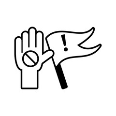 clenched fist held in protest on white background