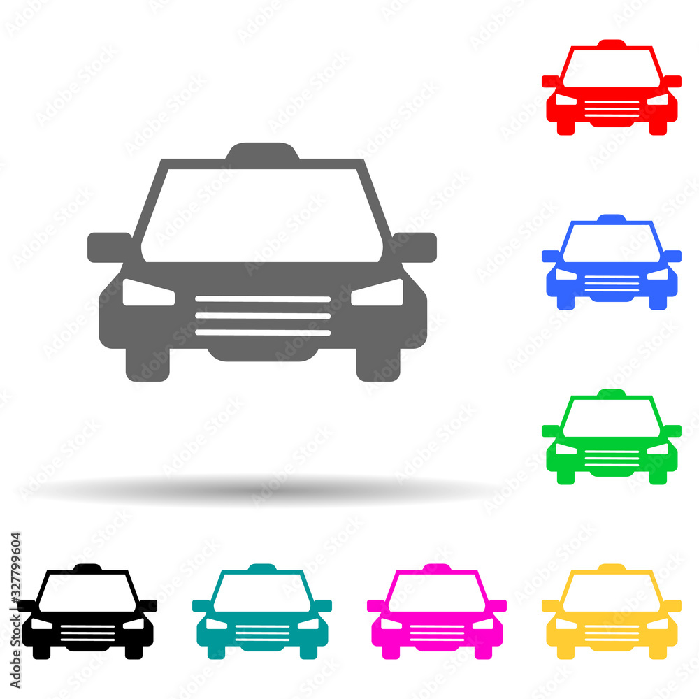 Poster taxi front view multi color style icon. simple glyph, flat vector of transport icons for ui and ux, 