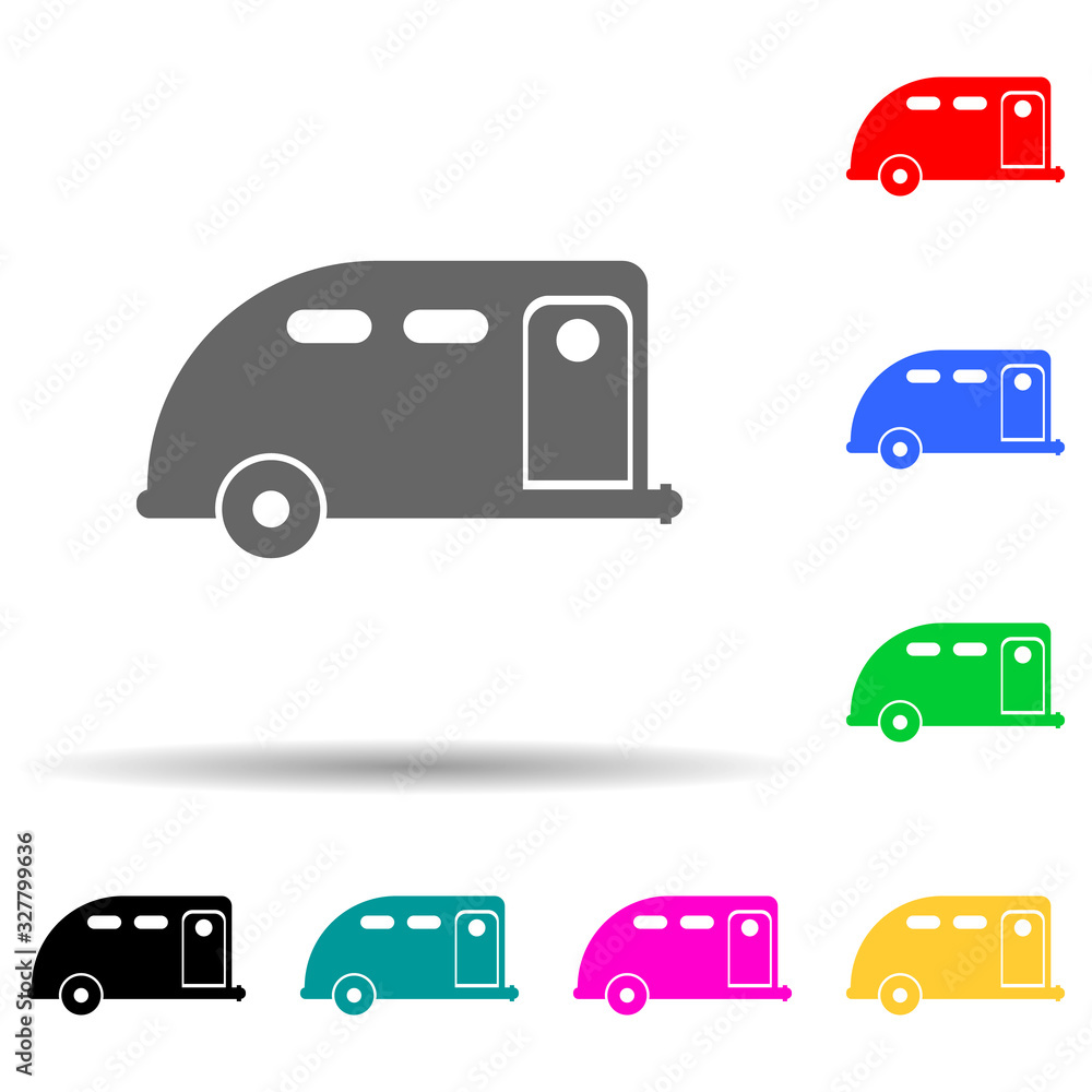 Poster car trailer multi color style icon. simple glyph, flat vector of transport icons for ui and ux, webs