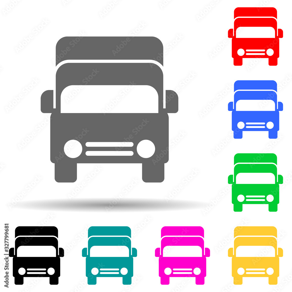 Poster cargo front view multi color style icon. simple glyph, flat vector of transport icons for ui and ux,