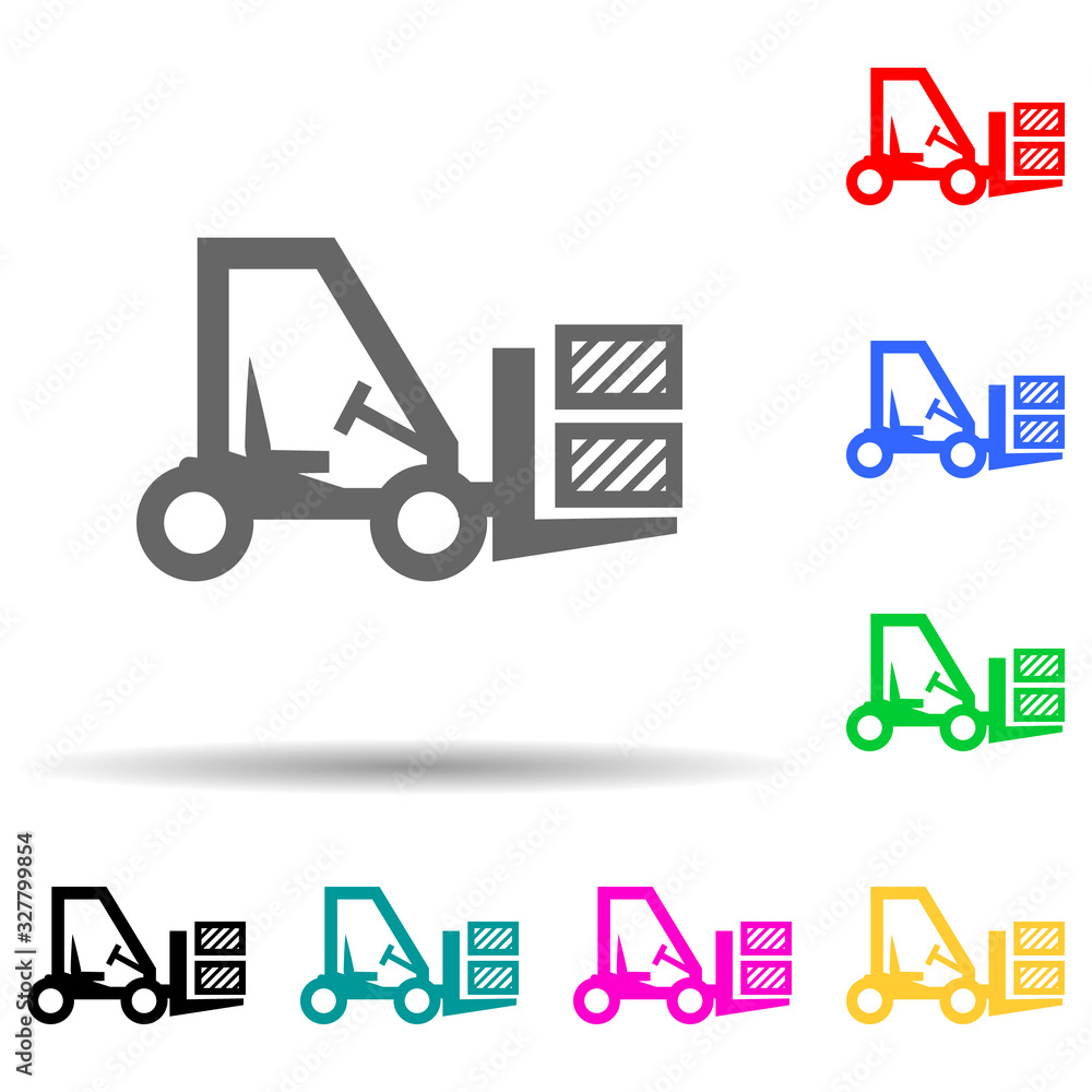 Aufkleber forklift multi color style icon. simple glyph, flat vector of transport icons for ui and ux, website