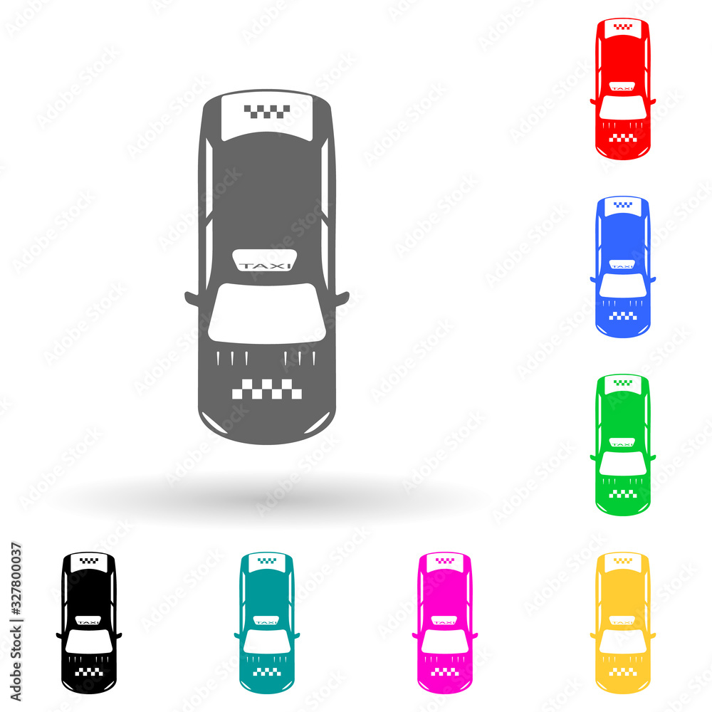 Poster taxi multi color style icon. simple glyph, flat vector of transport view from above icons for ui and
