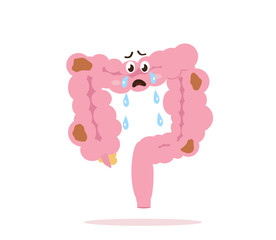 Intestines on a white background. Toxins. Vector illustration.