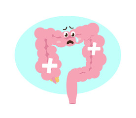 The large intestine is ill on a white background. Vector illustration.