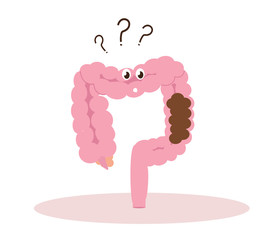 Intestines on a white background. Constipation. Vector illustration.