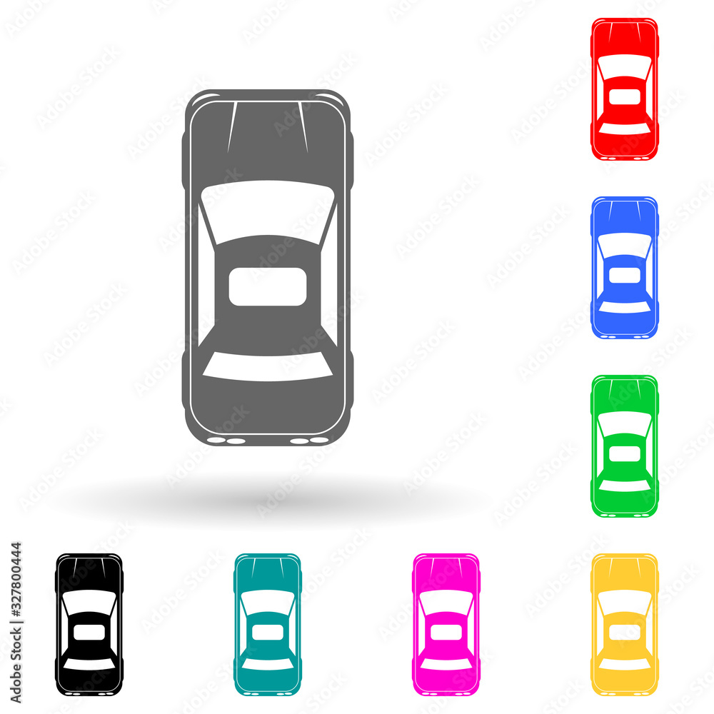 Poster car coupe multi color style icon. simple glyph, flat vector of transport view from above icons for u