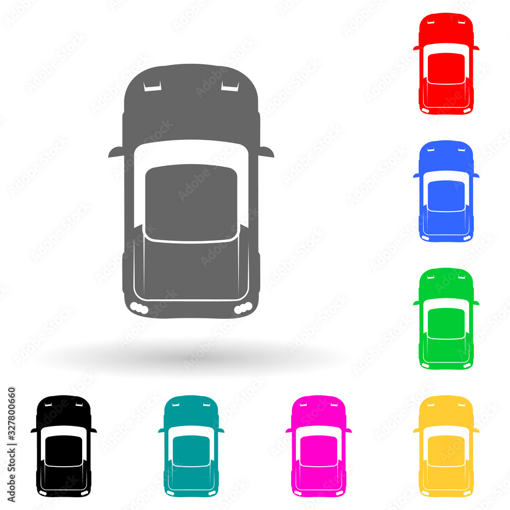 Poster sports car multi color style icon. simple glyph, flat vector of transport view from above icons for 