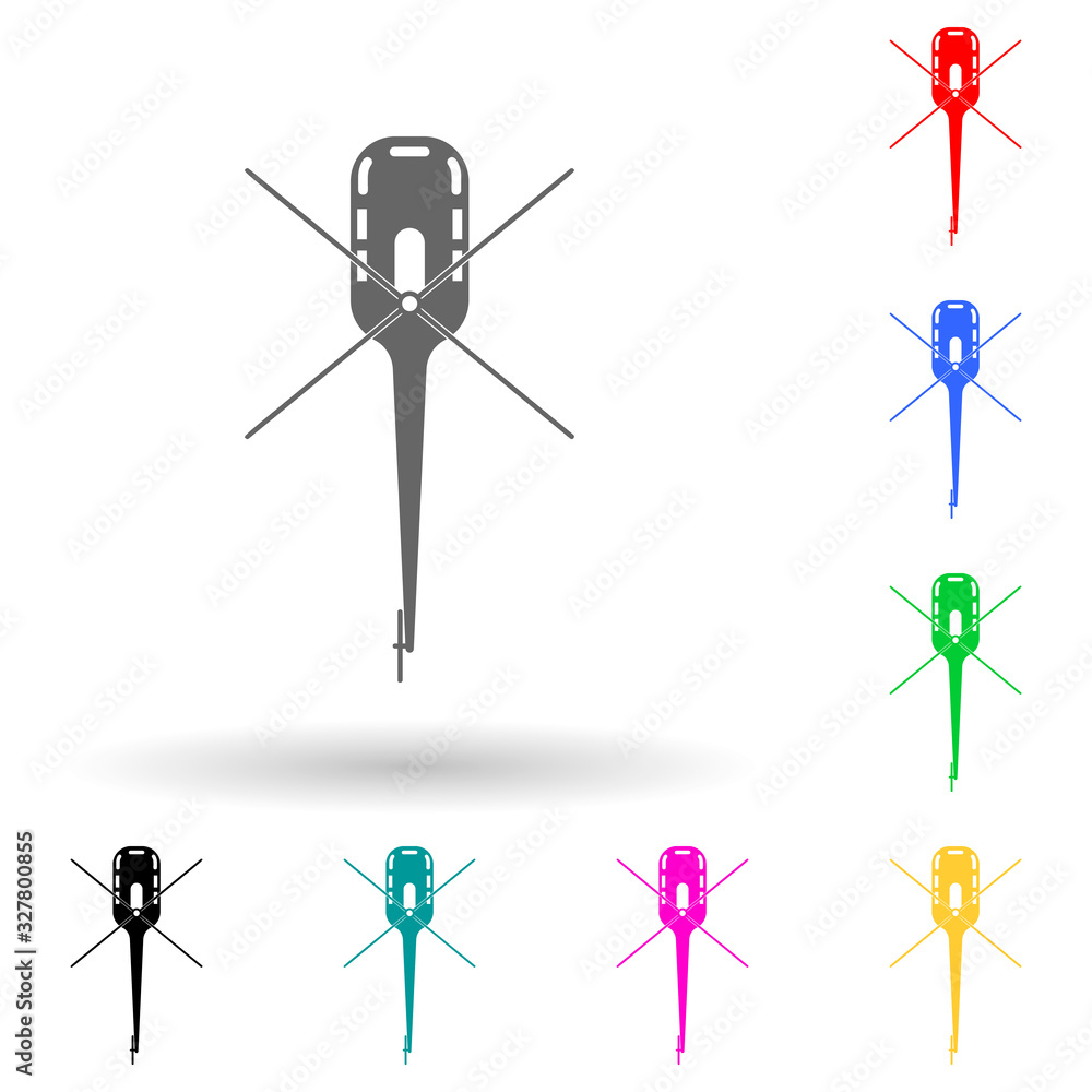 Poster helicopter multi color style icon. simple glyph, flat vector of transport view from above icons for 