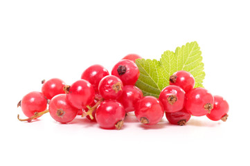 red currant and leaf isolated on white background