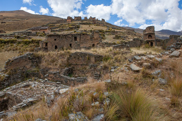 Fototapeta na wymiar Piruro Site. Inca temple. Andes. Peru. Huánuco Region, Huamalíes Province, Tantamayo District
