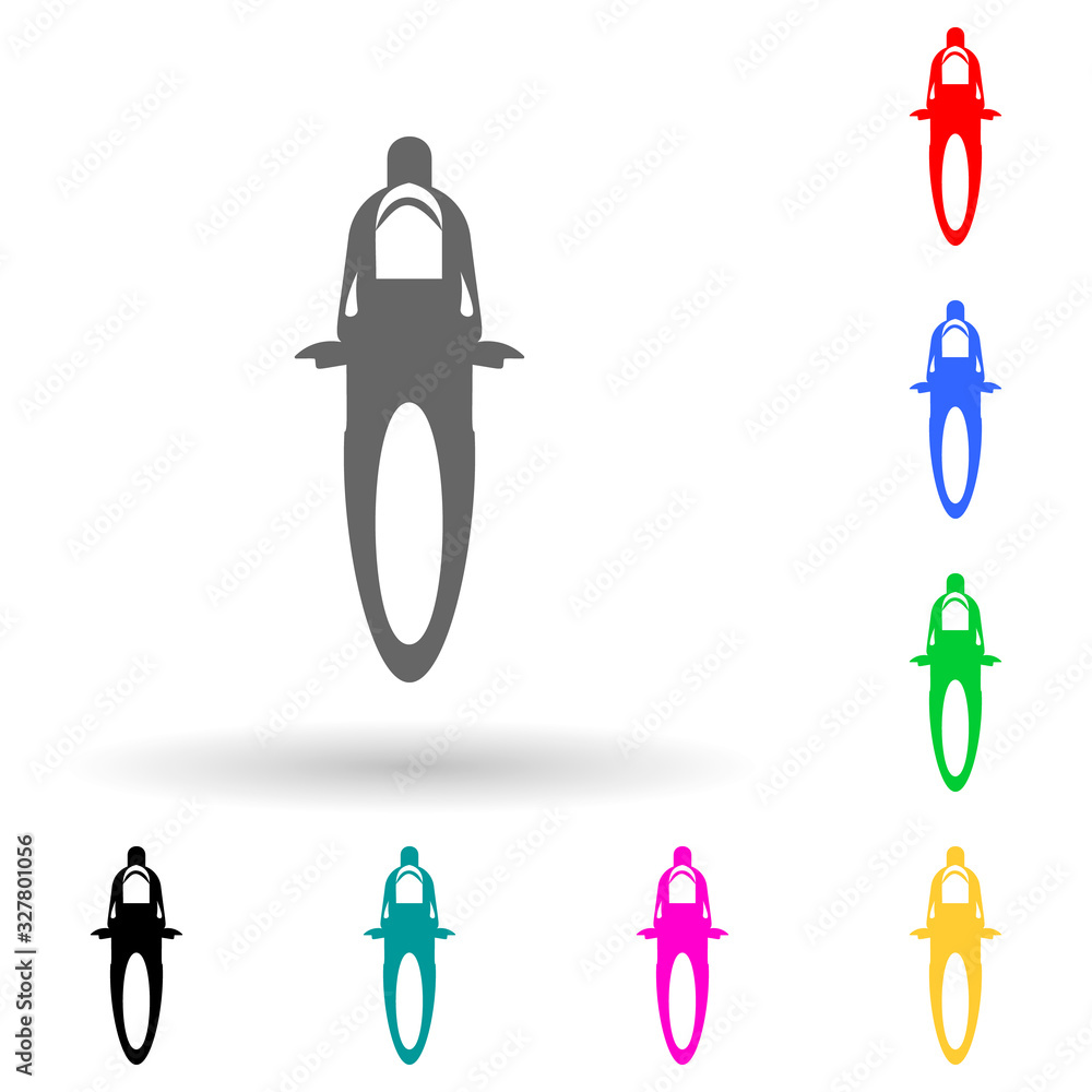 Poster motorcycle multi color style icon. simple glyph, flat vector of transport view from above icons for 