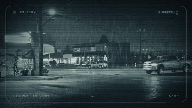 CTV Cars And People Pass Restaurants At Night
