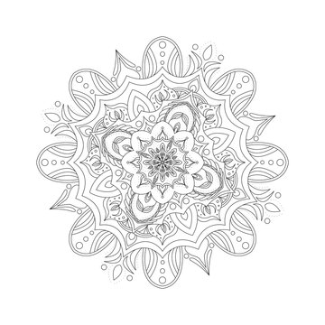 Mandala. Coloring book antistress. Template for mehendi. Oriental drawing. Islam, Arabic, Indian, Moroccan, Spanish, Turkish, Pakistani, Chinese. Vector illustration. Isolated on a white background.