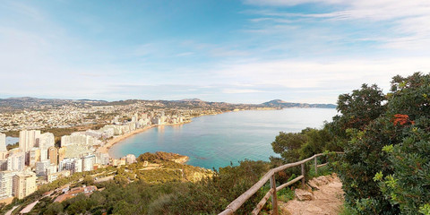 Fototapeta premium Coastal town located in comarca of Marina Alta province of Alicante Valencian Community, Spain