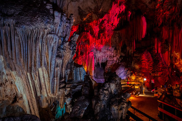 Stalactites and stalagmites in Nerja caves, Nerja, Spain