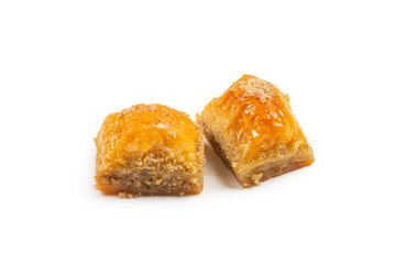Delicious sweet baklava isolated on white background.