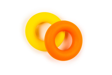 Yellow and orange expander isolated on white background.