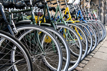 Bikes on the street for sale. Copenhagen, Denmark.