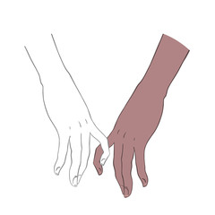 Two women holding hands isolated on white. Lesbian couple. Vector illustration. Valentine's Day card design. LGBT sign for textiles and fabrics, t-shirts, pins and stickers.