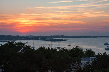 Night view of a bay of Formentera in the Balearic islands in Spain.