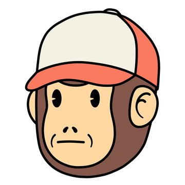 Cartoon monkey with a baseball cap
