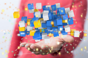 code data concept in hand media.