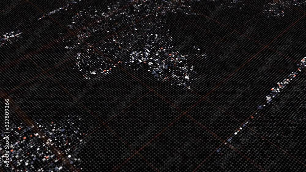Aufkleber abstract animation of world map in digital screen with colorful dots and lines, seamless loop. anima