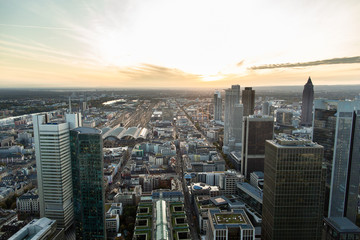 Panorama of Frankfurt am Main, Germany. Copy space
