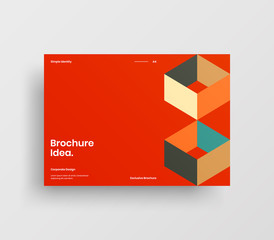 Creative business presentation vector A4 horizontal orientation front page mock up. Modern corporate report cover abstract geometric illustration design layout. Company identity brochure template.