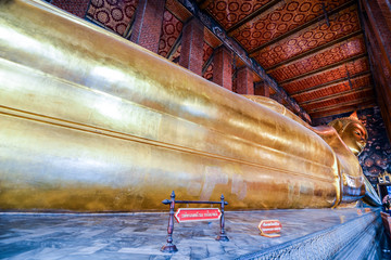 The Reclining Buddha at Wat Pho ,Pho Temple in Bangkok, Thailand, Asia