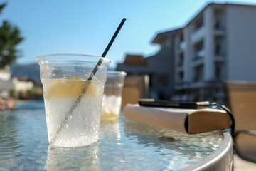 drinks by the pool in Greece