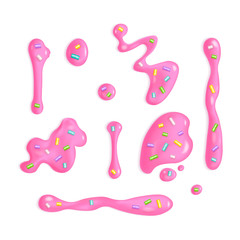 Set of sweet pink icing drops