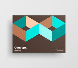Fototapeta premium Creative business presentation vector A4 horizontal orientation front page mock up. Modern corporate report cover abstract geometric illustration design layout. Company identity brochure template.