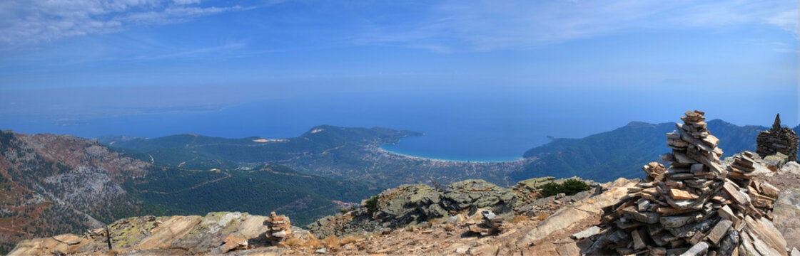 View of Thasoss Greece from Mount Ips&aacute;rion