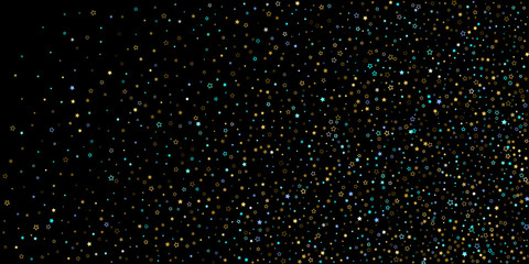 Gold, Blue stars, sprocket, shiny confetti. 