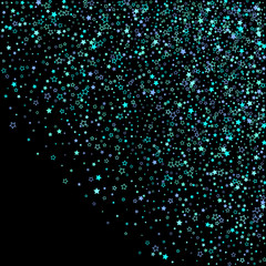 Blue, cyan, turquoise glitter stars, confetti.