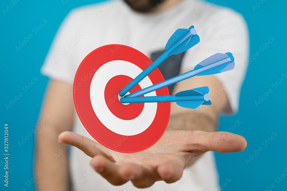 Poster dart target arrow hitting on bullseye which is the ultimate goal that everyone wants.