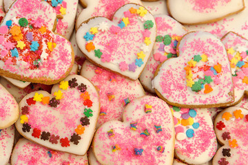 Tray of cookie hearts for Valentine's Day