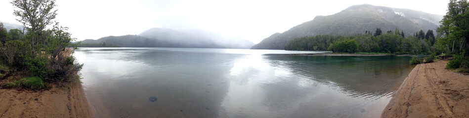 Van tour of the seven lakes region. Rivers and lakes exist because of the melting of snow from the Andes.
