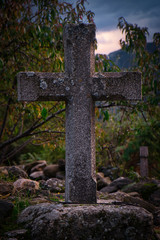 Road cross. High mountain landscapes in the Sierra de Gredos, Spain