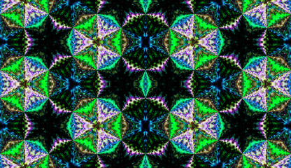 Bright seamless pixelated mosaic pattern on a dark background.