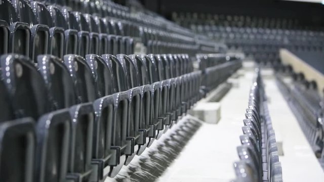 Empty Sports And Concert Hall Before Event. Seat Rows.