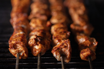 Traditional delicious Turkish foods; Lamb shish kebab, kuzu sis kebab