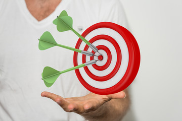 Dart arrow on target dartboard, Business success concept..