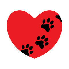 Red heart with paw prints