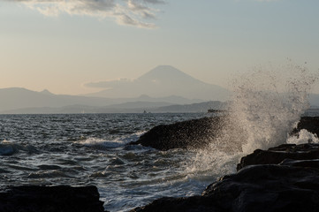 江ノ島からみた富士山