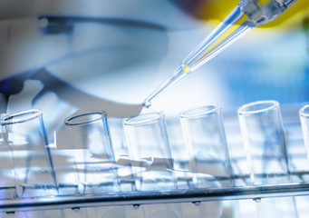 Double exprosure test-tube in laboratory.