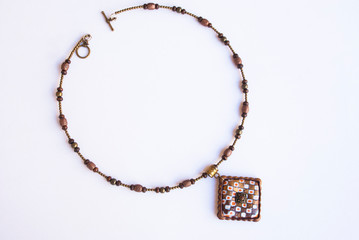 Isolated boho choker necklace. Handmade jewelry.